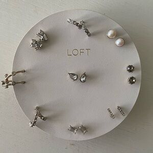 LOFT Silver, Pearl and Rhinestone Earring Set